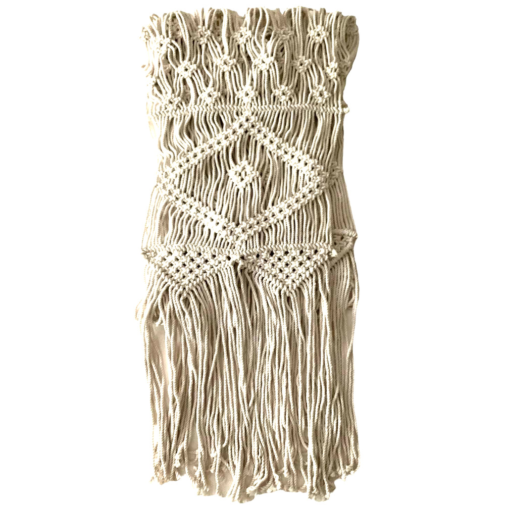 Macrame Table Runner Wall Hanging  Boho Natural 106" x 12 " Total Length